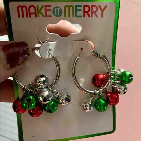 NWT.  These red, green, and silver jingle bells are a brand new pair of earrings - Picture 3 of 4